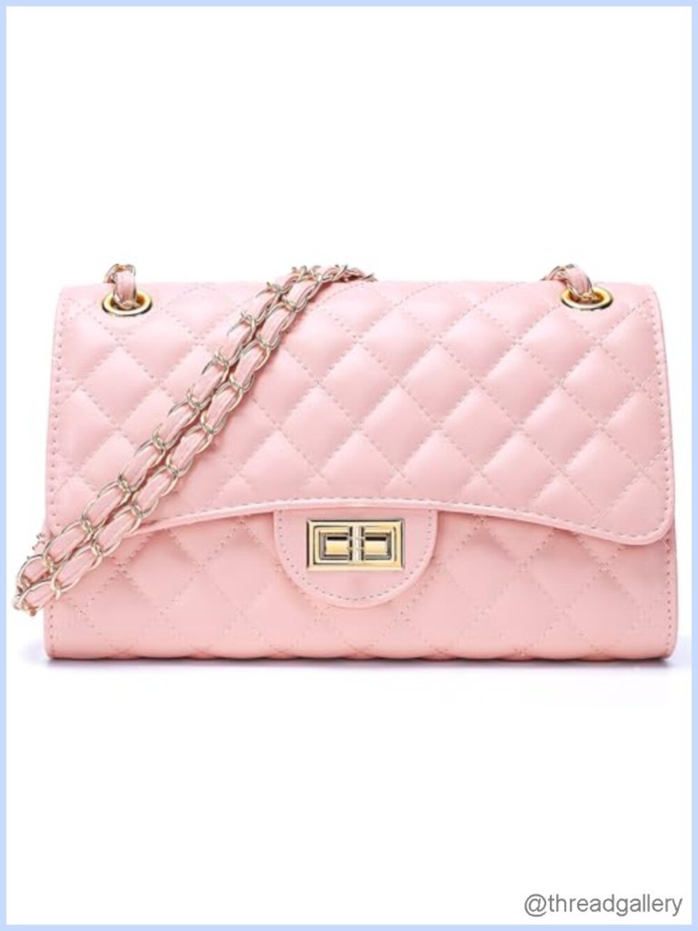 Quilted Denim Crossbody Shoulder Bag Satchel with Chain Strap